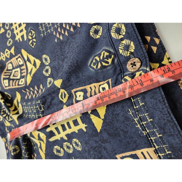 Vtg 90s Banana Bay Resort Wear Capri Pant Geometric Print 4 Pockets Navy Yellow - Picture 13 of 16